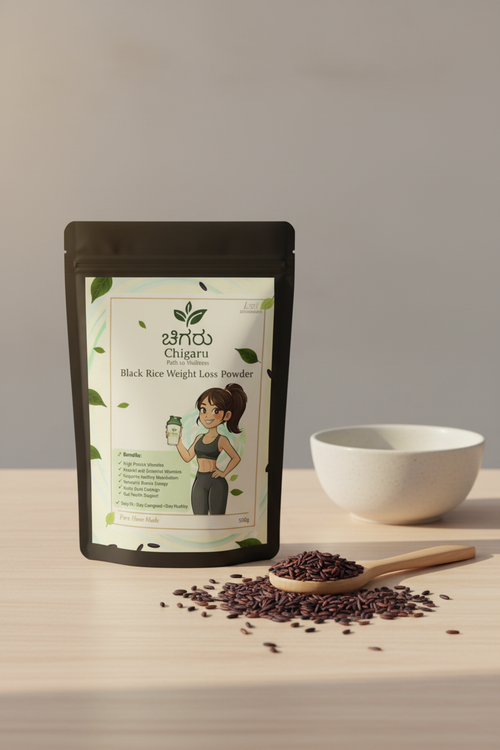 Black Rice Weight Loss Powder in a wellness setting